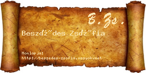 Beszédes Zsófia névjegykártya